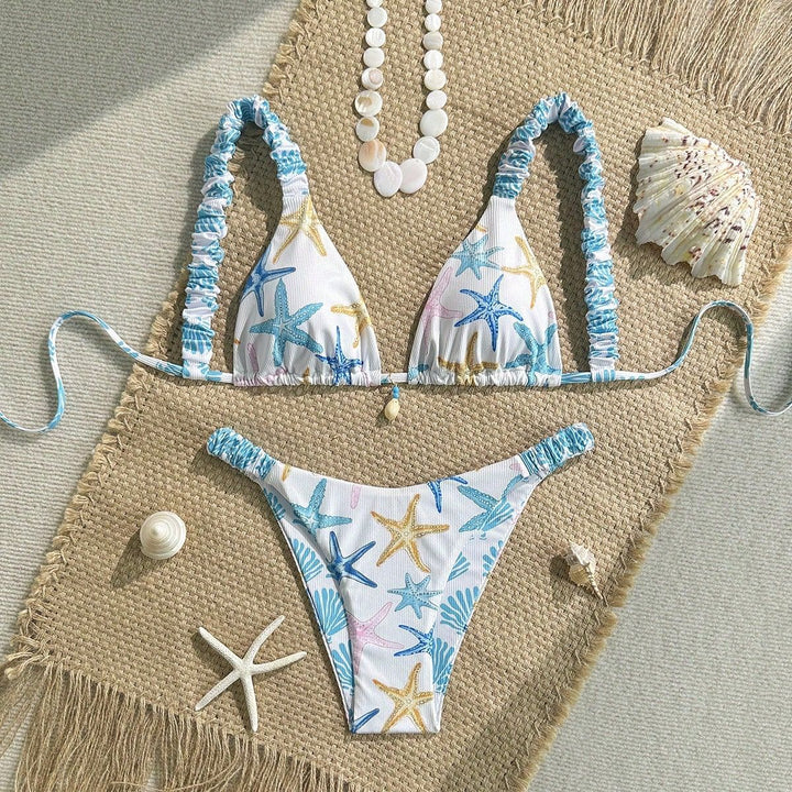 Women's Triangle Bikini with Maritime Star Pattern Mune Fashion