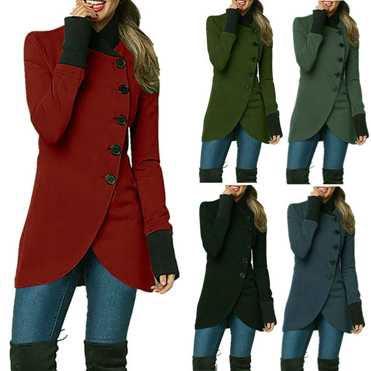 Women's nan asymmetrical long cardigan with button closure and ribbed cuffs Mune Fashion