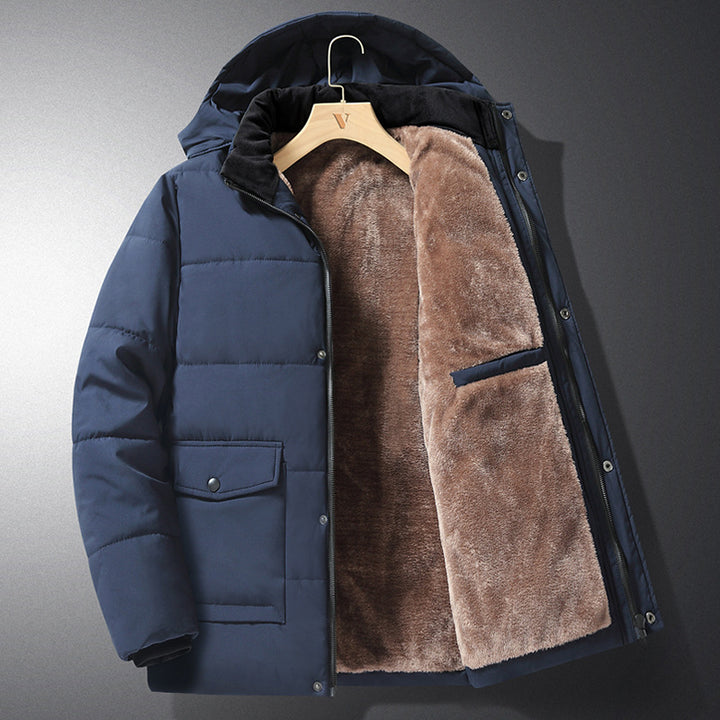Men's Warm Quilted Jacket with Fleece Lining