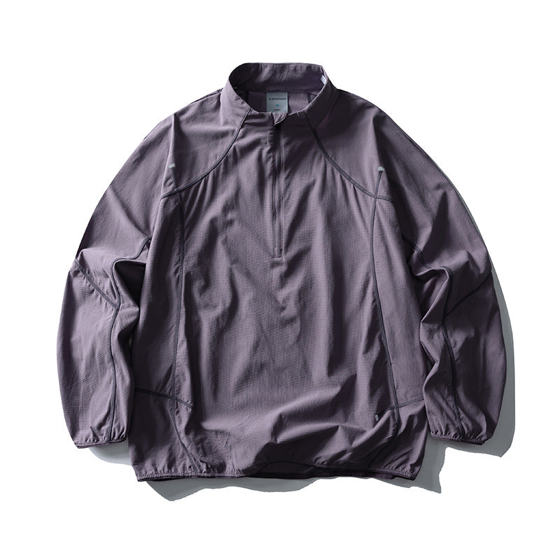 Unisex Lightweight Technical Half-Zip Wind Pullover with Ripstop, Raglan Sleeves and Elastic Hem Mune Fashion