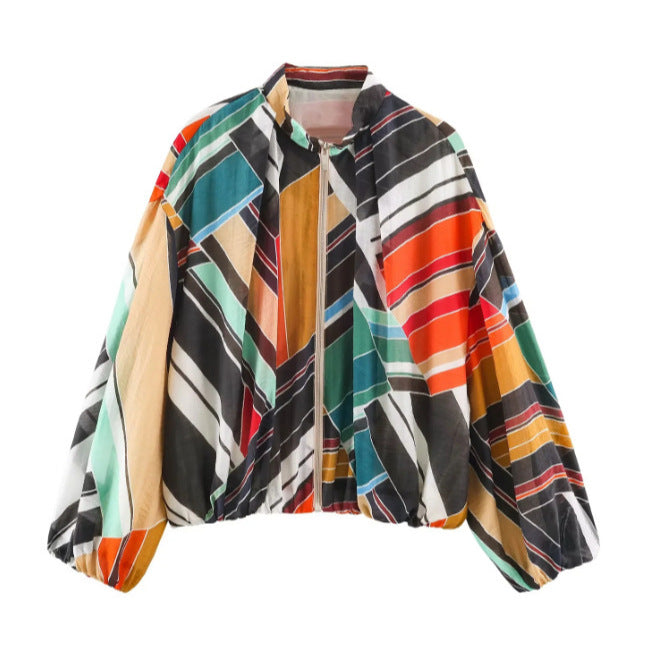 Women's lightweight sheer oversized blouse jacket with balloon sleeves Mune Fashion