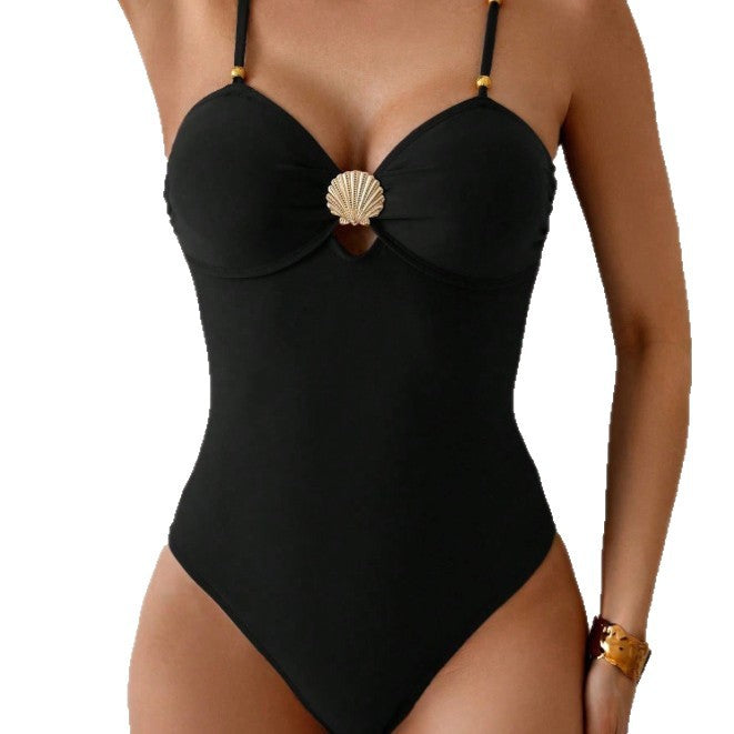 Women Elegant Swimsuit with Decorative Shell Detail Mune Fashion