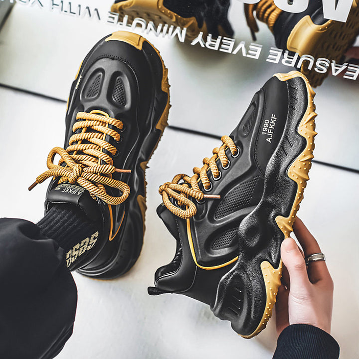 Women's chunky platform sneakers with perforated upper, padded ankle collar, and grippy wavy outsole Mune Fashion