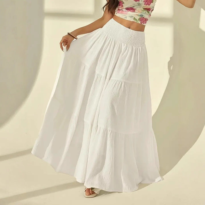 Women's unrefined maxi skirt with tiered ruffles and smocked waistband Mune Fashion