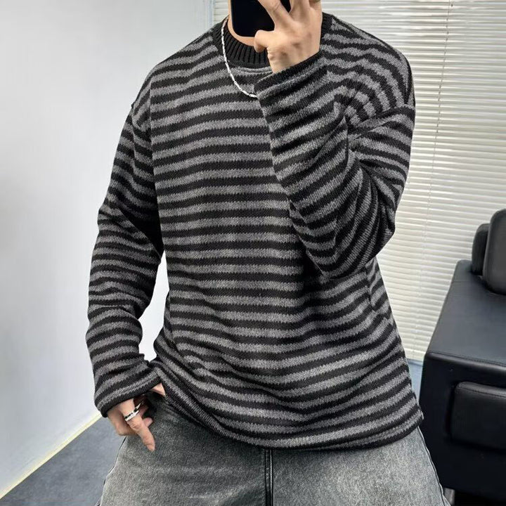 Men's Casual Knit Sweater with Stylish Striped Pattern Mune Fashion