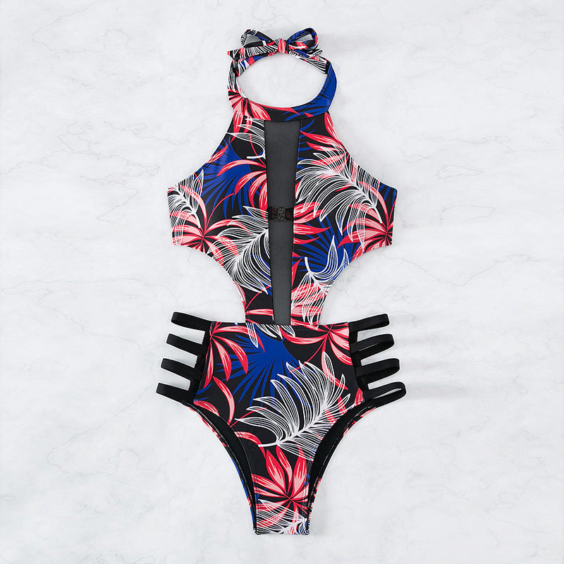 Women High-neck swimsuit with floral pattern and cut-out details Mune Fashion