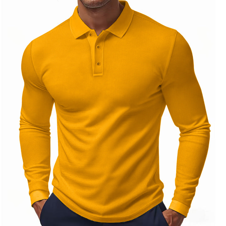 Men's long-sleeved polo shirt made of textured jersey with slim fit and polo collar Mune Fashion