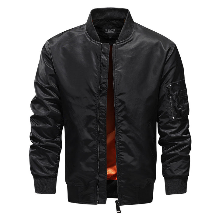 Men's Lightweight Nylon Bomber with Contrasting Lining and Arm Pocket Mune Fashion