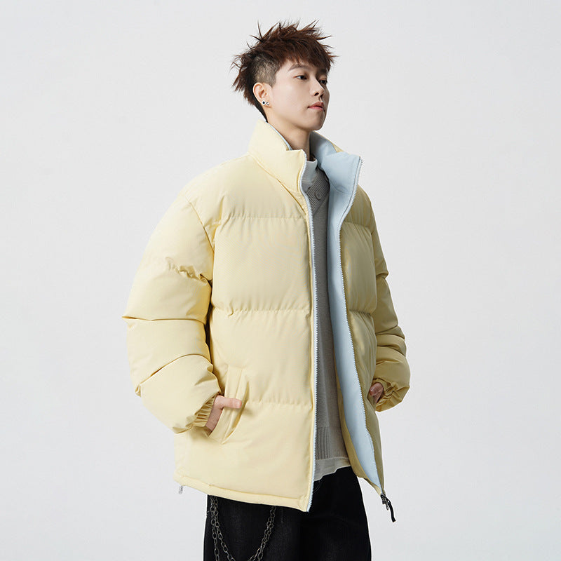Men's Short Cut Oversized Quilted Jacket with High Collar Mune Fashion
