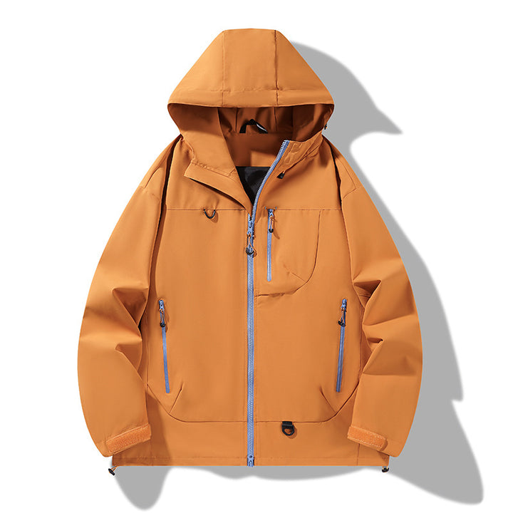 Men's nano waterproof softshell hooded jacket with welded seams, concealed chest pocket, and adjustable hem Mune Fashion