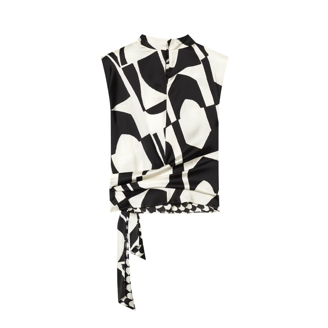 Women Wide Palazzo Pants with High Waist and Graphic Block Print Drune