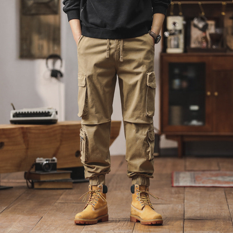Men's Technical Cargo Jogger Pants with Drawstring Waist, Multi-Function Pockets and Elastic Cuffs Mune Fashion