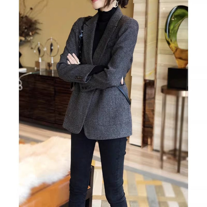 Women Elegant Tweed Blazer Mune Fashion