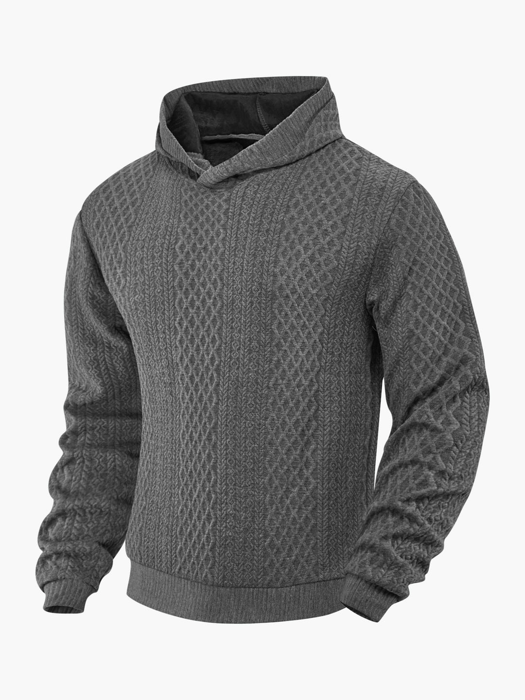 Men's structured funnel neck pullover with hood and honeycomb jacquard Mune Fashion