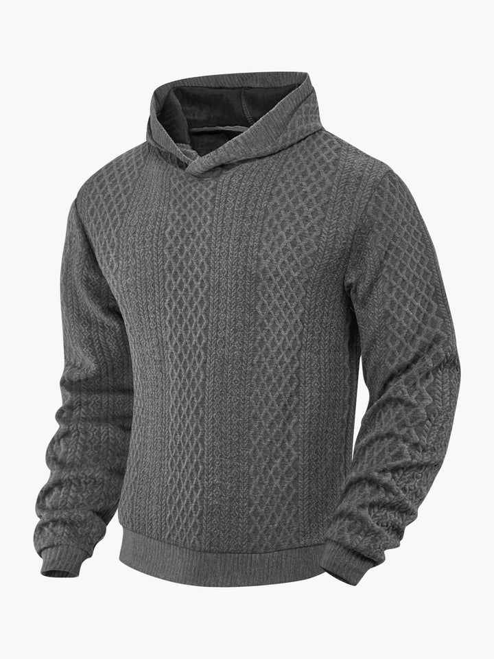 Men's structured funnel neck pullover with hood and honeycomb jacquard Mune Fashion