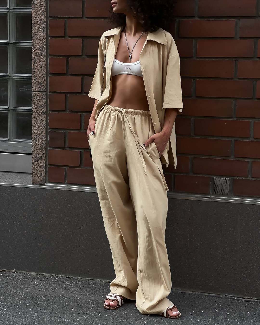 Women's Wide Lounge Pants with Elastic Drawstring Waist and Flowing Palazzo Cut Mune Fashion