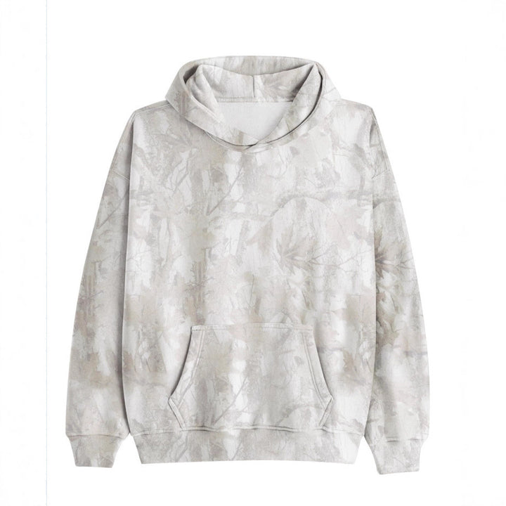 Unisex loose-fit hoodie sweatshirt with subtle leaf texture, double hood without drawstring and kangaroo pocket Mune Fashion