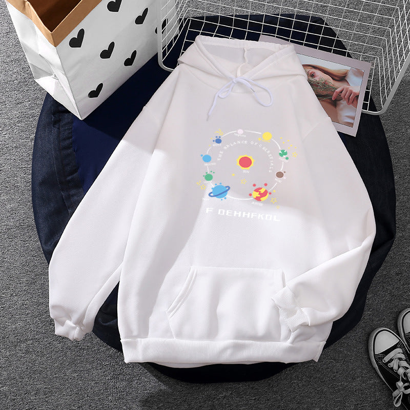 Women's hooded sweatshirt in astronomy print with kangaroo pocket and adjustable drawstring Mune Fashion