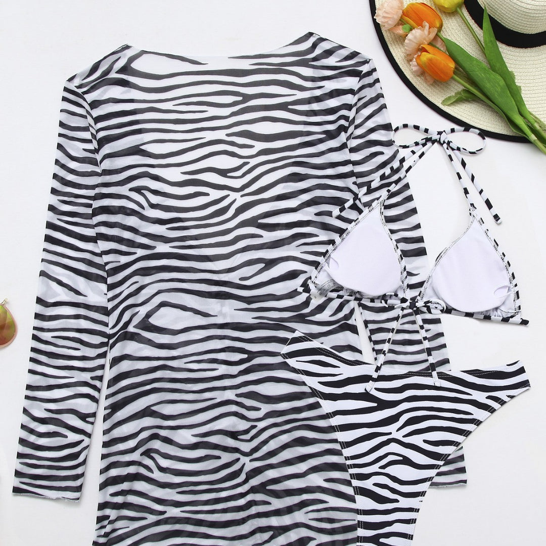 Women's swimsuit with integrated knot and fashionable zebra pattern Mune Fashion
