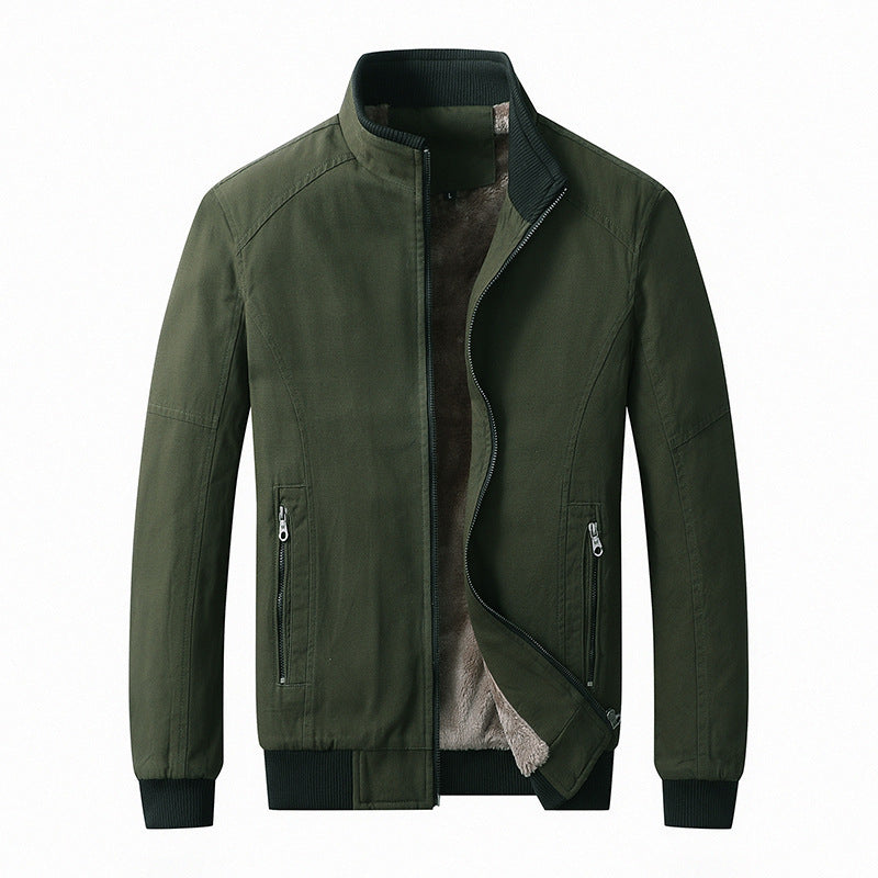 Men's padded canvas bomber jacket with teddy fleece lining and stand-up collar Mune Fashion