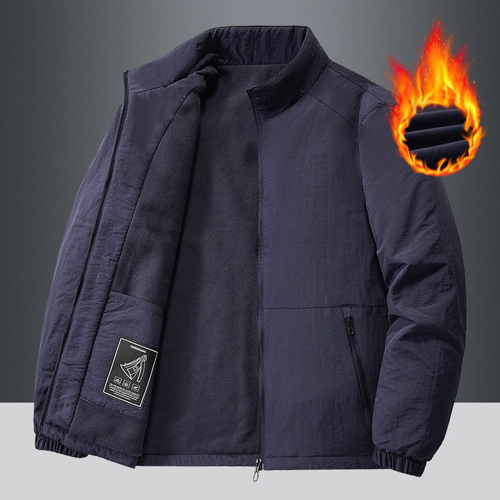 Men's lightweight transitional jacket with fleece lining and stand-up collar Mune Fashion