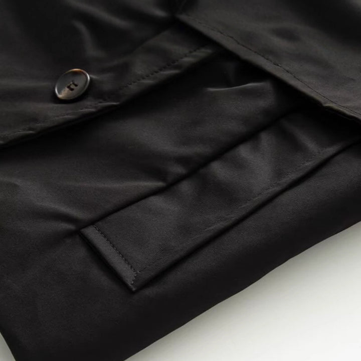 Women Short Cut Cropped Trench Coat with Double-Breasted Button Closure and Epaulets Mune Fashion