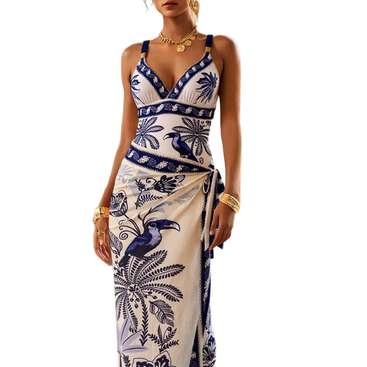 Women Elegant Beach Dress with Decorative Wrap Skirt Mune Fashion
