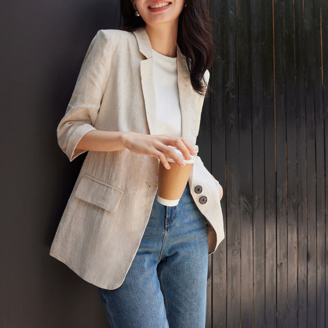 Women's Fashionable Linen Blazer Mune Fashion