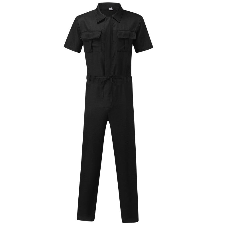 Men's short-sleeve work overall with waist belt and chest pockets Mune Fashion