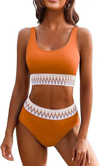 Women's High-Cut Sports Bikini with Colored Band Mune Fashion