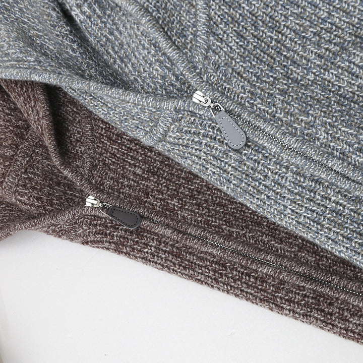 Women's chunky knit hoodie with full zipper and raglan sleeves Mune Fashion
