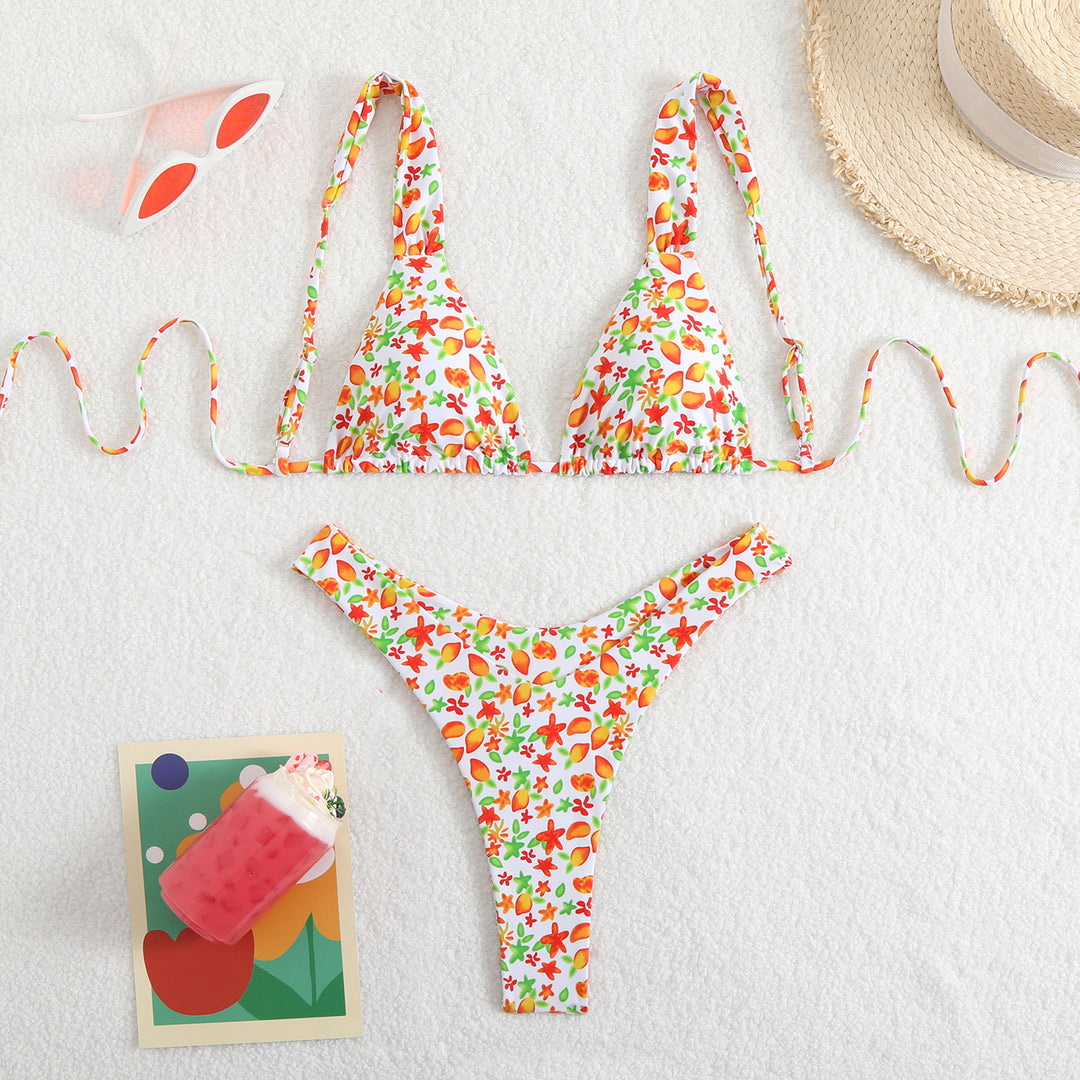 Women Triangle Bikini Set with adjustable straps and trendy pattern Mune Fashion