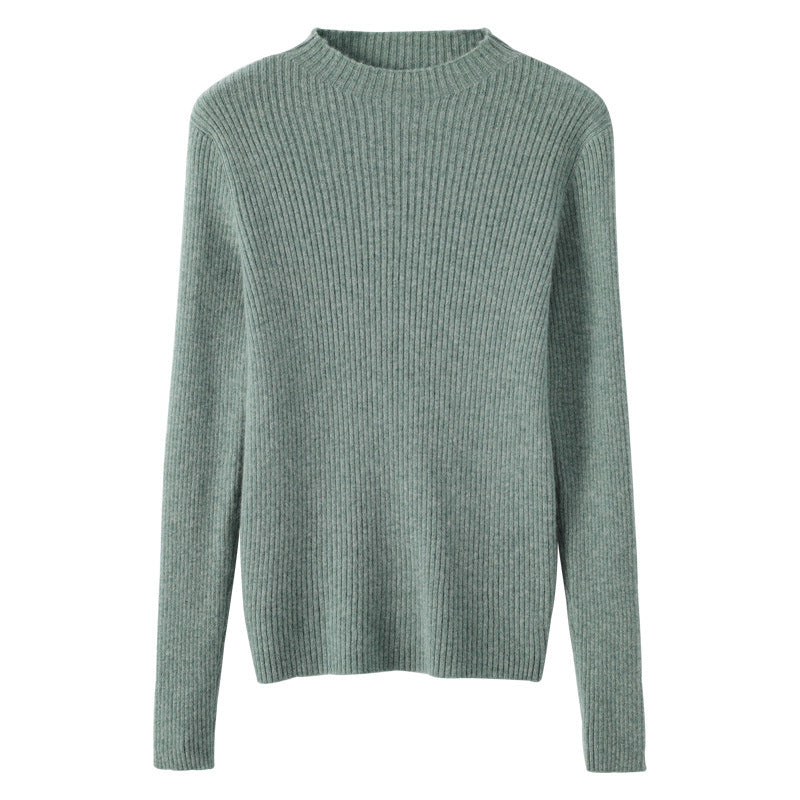 Women's luxury fine-knit pullover with narrow rib structure and short stand-up collar Mune Fashion
