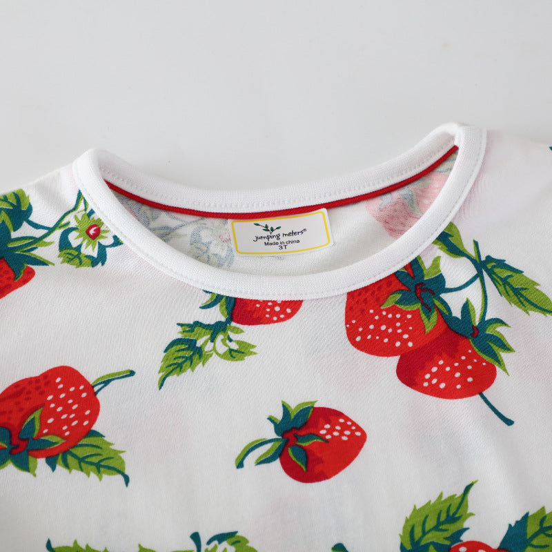 Girls casual dress with strawberry pattern Mune Fashion