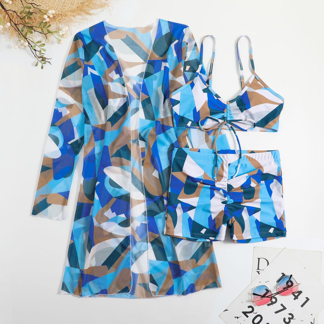 Women’s bikini set with floral top and airy wrap jacket Mune Fashion