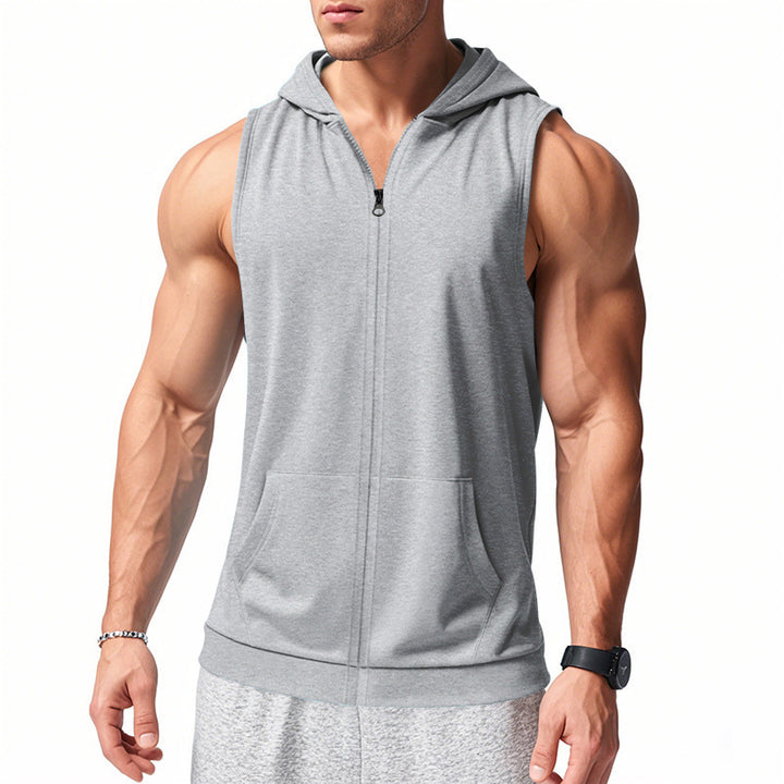 Men's functional fitness vest with hood, slim fit and kangaroo pocket Mune Fashion