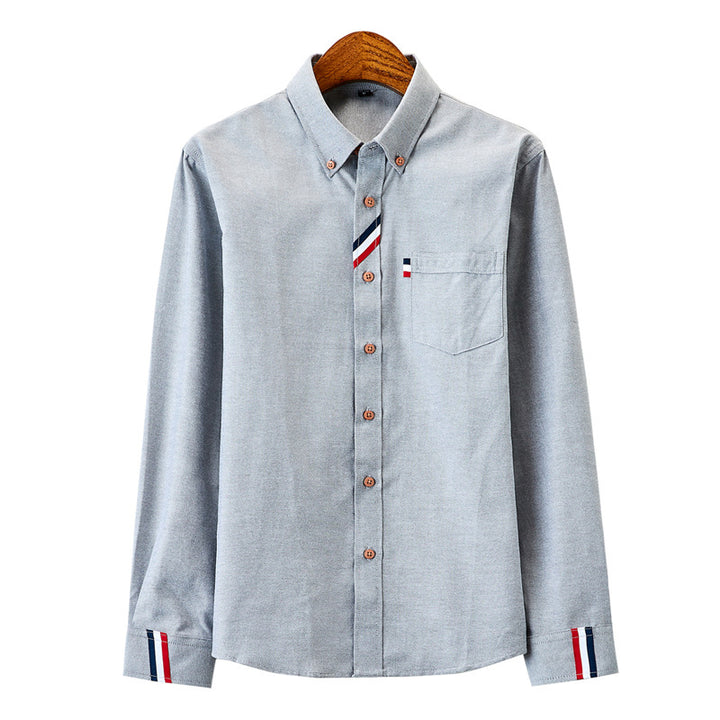 Men's modern Oxford shirt with button-down collar, chest pocket, and subtle stripe decoration Mune Fashion