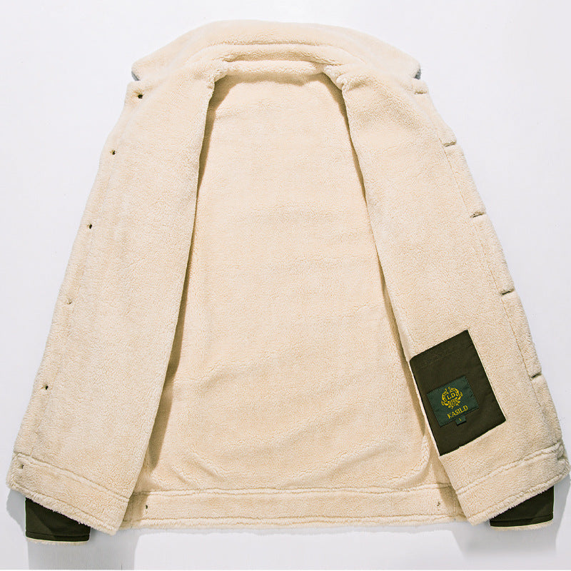 Men's canvas trucker jacket with full teddy lining and lapel collar Mune Fashion
