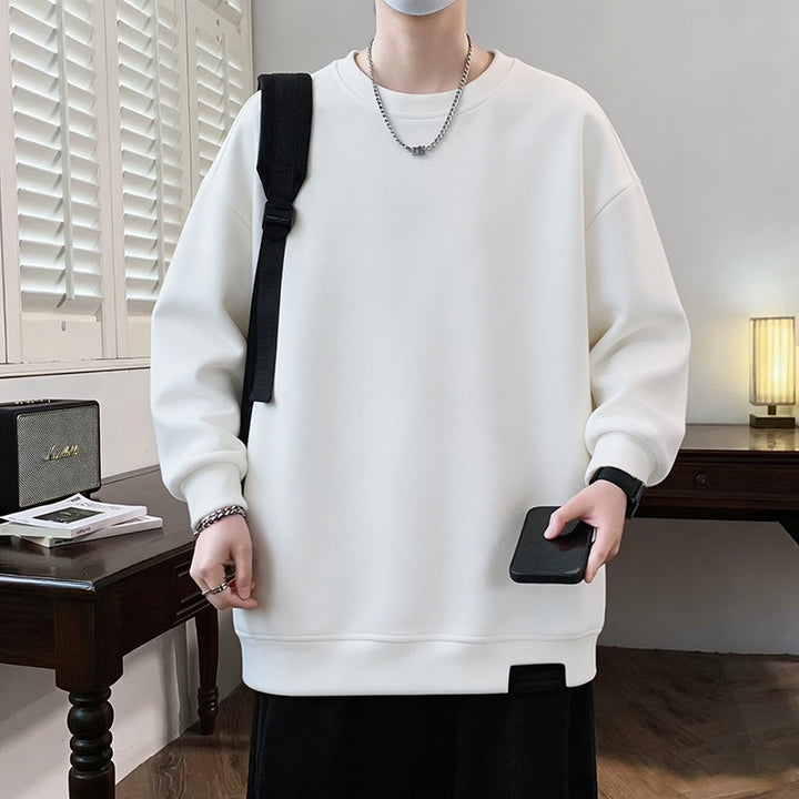 Men's Oversized sweatshirt with contrasting sleeves, round neck & label patch Mune Fashion