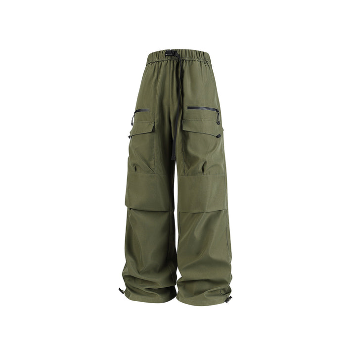Men's Wide Utility Cargo Pants with Reinforced Knee Patches, Zipper and Flap Pockets Drune