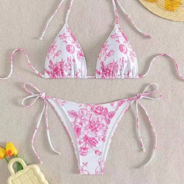 Women's triangle bikini set with delicate floral patterns Mune Fashion