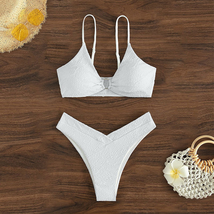 Women Triangle Bikini with elegant knot design and high leg cut Mune Fashion