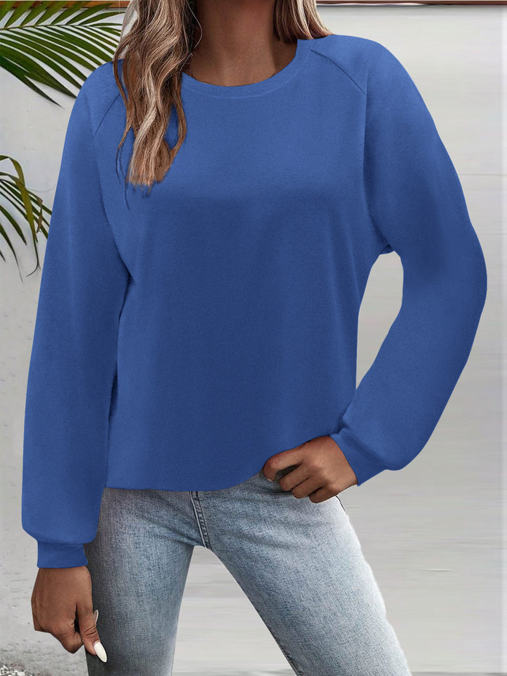 Women's Casual Round Neck Sweatshirt with Raglan Sleeves and Elastic Cuffs Mune Fashion