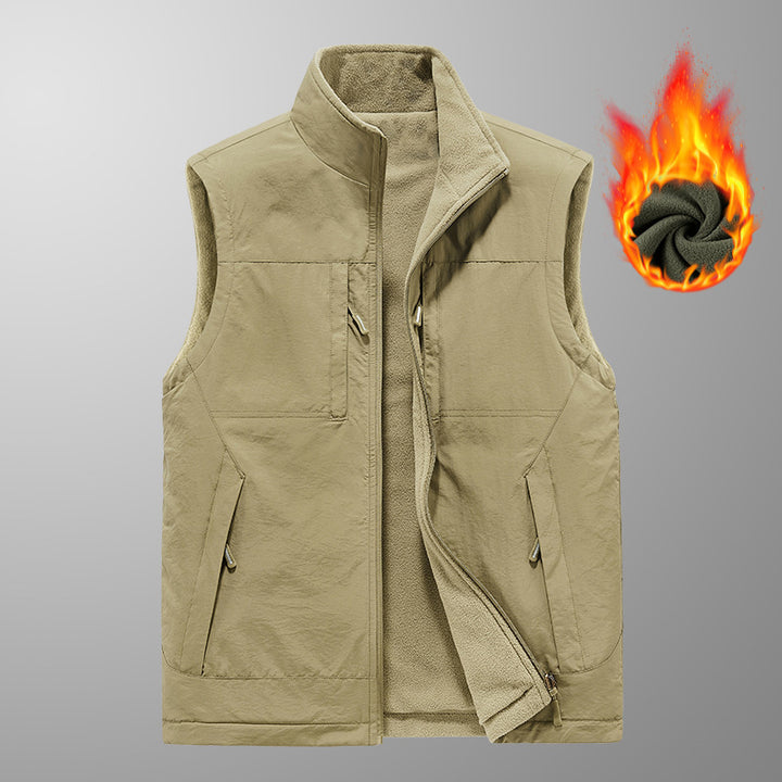 Men's thermo fleece vest with warming inner lining, wind-resistant outer shell, and stand-up collar Mune Fashion
