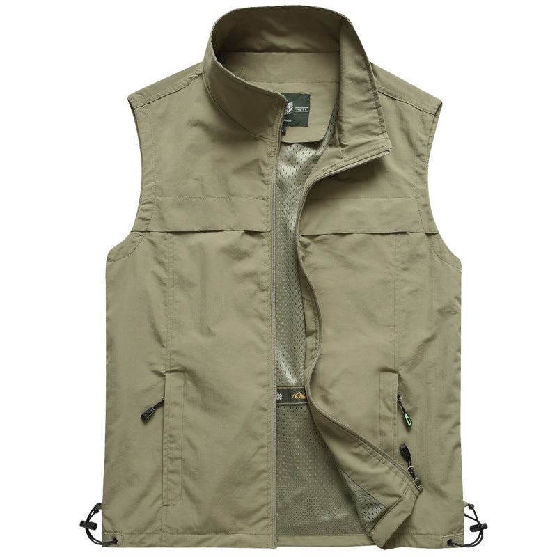 Men's lightweight multifunctional utility vest with mesh lining and adjustable hem Mune Fashion