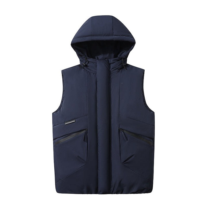 Men's Padded Hooded Quilted Vest in Technical Urban Look with Concealed Zipper & Utility Pockets Mune Fashion