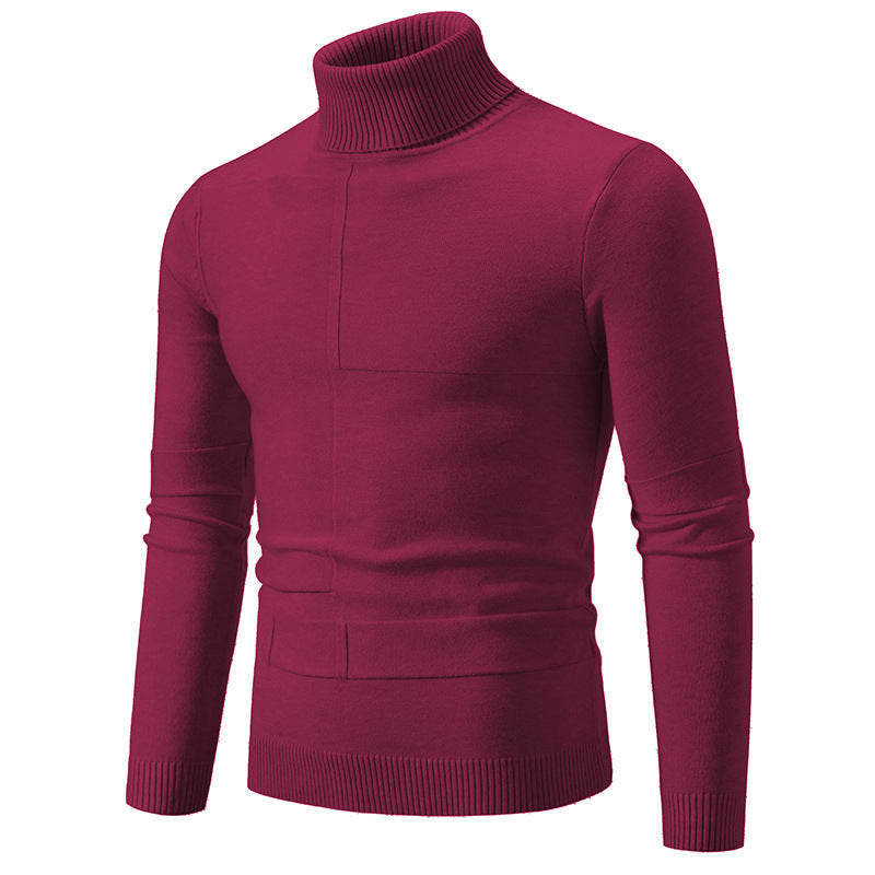 Men's fine turtleneck sweater with textured seams, slim-fit and ribbed cuffs Mune Fashion