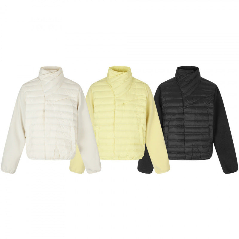 Women's Light Hybrid Quilted Jacket with Quilted Front and Fleece Sleeves Mune Fashion