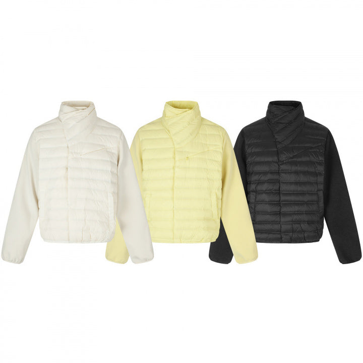 Women's Light Hybrid Quilted Jacket with Quilted Front and Fleece Sleeves Mune Fashion