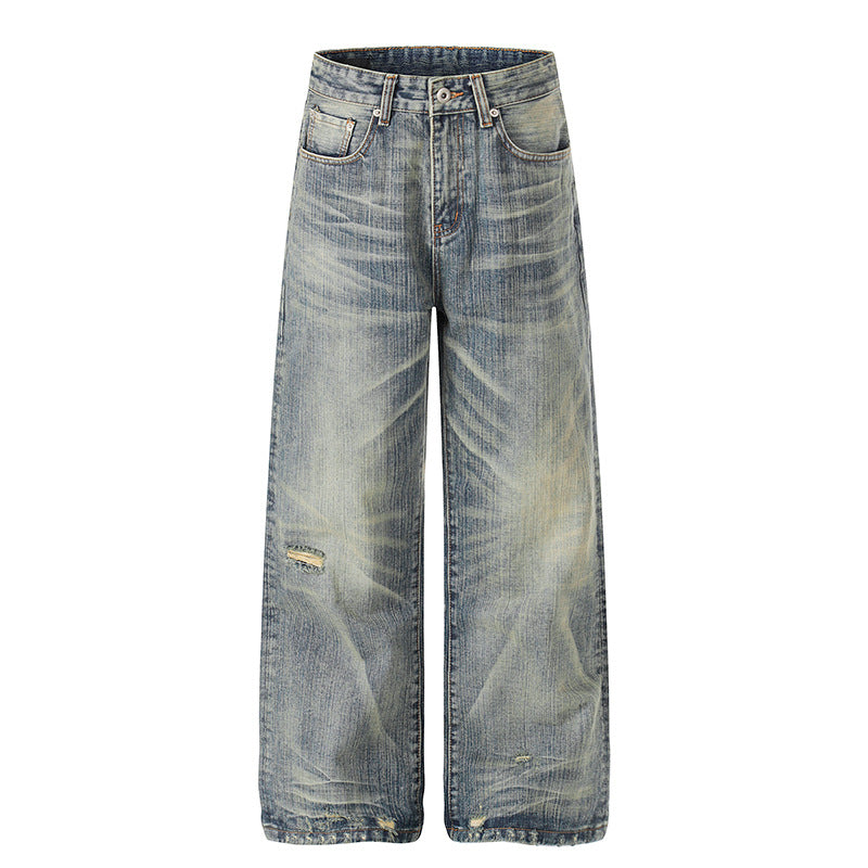 Women High-Waisted Wide-Leg Destroyed Jeans with Used Effect and Culotte Silhouette Mune Fashion